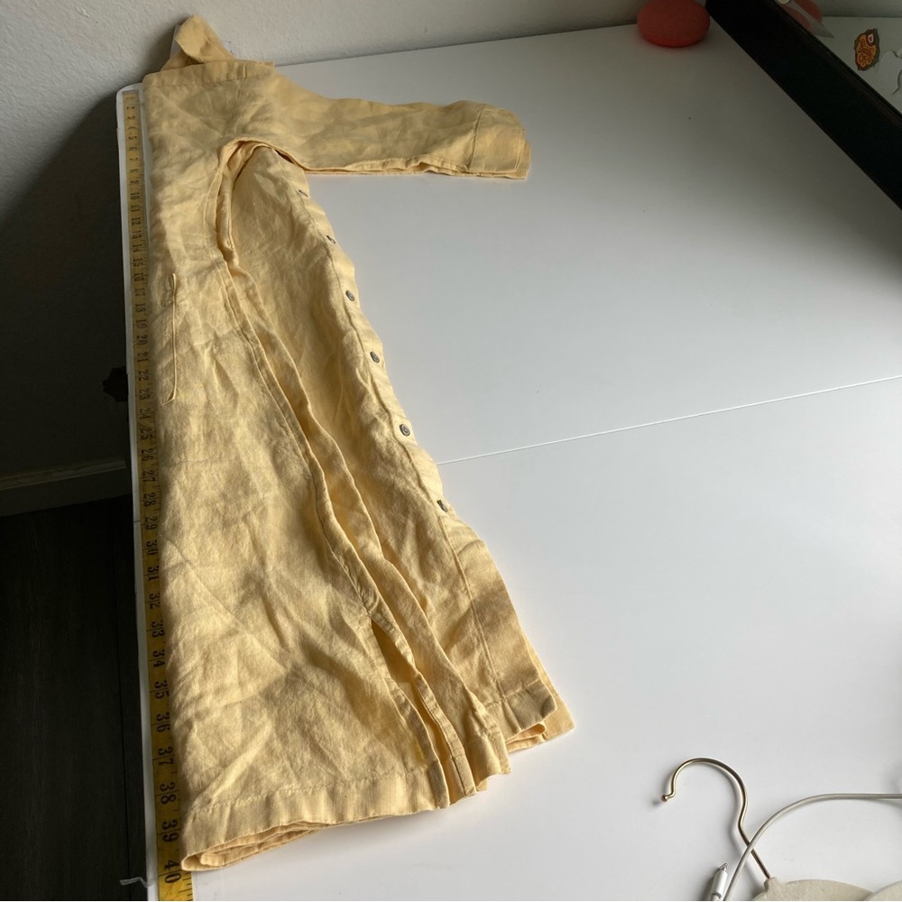 J. Jill Pure Linen Patch Pocket Shirt Dress Midi Butter Yellow Size XS NWT - Picture 5 of 10